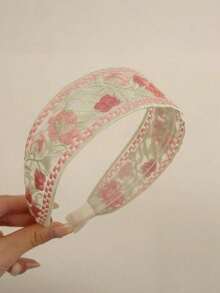1/3 piezas de bandas para el cabello de poliéster con estampado floral, estilo bohemio, trenza ancha y bordado - Multicolor - Ver 6