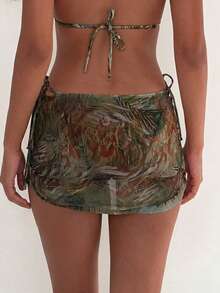 Bộ bikini 3 mảnh cổ yếm gợi cảm mới năm 2026 kèm váy sarong, thích hợp cho kỳ nghỉ. - Nhiều màu - Xem 10