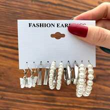 20/10/5 Pairs Luxury Heart-Shaped C-Shaped Earrings Set, Asymmetrical Geometric Jewelry Earrings, Versatile Fashion Earrings For Women, Suitable For Daily, Dating, Wedding, Party, Ideal Gift Accessory - Multicolor - View 10