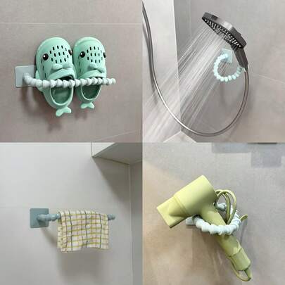 1 قطعة حامل رأس دش متعدد الوظائف قابل للتعديل بدون ثقب، منظم رف الحمام، كنز تخزين الحمام الضروري! حامل متعدد الأغراض ثنائي اللون بطراز نوردي، تخزين ممتاز وجمالي!