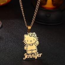 SANRIO 1件三丽鸥Hello Kitty项链 - 可爱卡通创意设计，金色和银色闪亮吊坠镶嵌水钻，女士优雅锁骨链，适合日常佩戴和派对，完美的情人节礼物，猫咪饰品，休闲风格 - 多色 - 查看 3