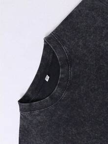 Disney Lilo & Stitch 4-Panel Officially Licensed Men's Sleeveless Graphic Tee, 100% Cotton 230g Washed Vintage Casual Shirt - 黑色 - 查看 3