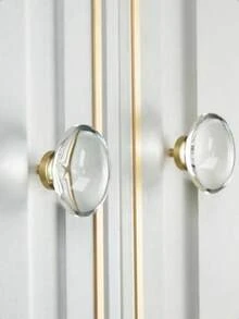 6个百隆透明香槟色水晶蛋形橱柜拉手,适用于橱柜、衣柜、梳妆台、抽屉,黄铜材质,透明把手,附带螺丝。 - 多色 - 查看 9