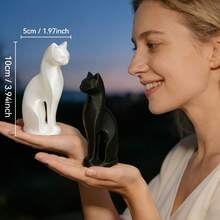 1pc Black And White Cat Statue Decor, Elegant Posture And Cuddling Design, Unique High-End Desktop Art Display Piece, Suitable As Gift For Christmas, New Year, Spring, Valentine's Day, Easter, Graduation, Decorative Accent For Desk, Cabinet, Bedroom, Minimalist Abstract Decoration - Multicolor - View 2