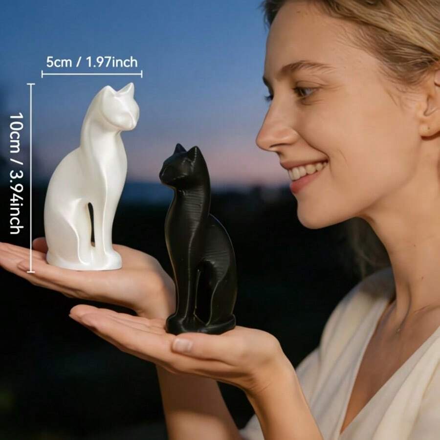 1pc Black And White Cat Statue Decor, Elegant Posture And Cuddling Design, Unique High-End Desktop Art Display Piece, Suitable As Gift For Christmas, New Year, Spring, Valentine's Day, Easter, Graduation, Decorative Accent For Desk, Cabinet, Bedroom, Minimalist Abstract Decoration