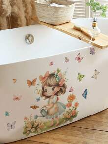 1 Piece Of Cartoon Little Girl Wall Sticker, Self-Adhesive And Removable Princess, Butterfly, Cloud Wall Decals, Moon, Garden, Rainbow, Hot Air Balloon Patterns, Wall Decoration Stickers For Living Room, Bedroom, Kindergarten, And Study - Wall Stickers - View 7