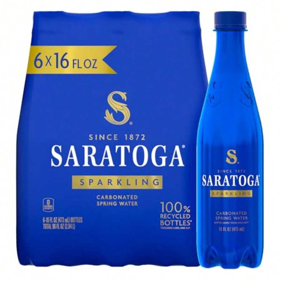 Saratoga Sparkling Water Bottles 6-Pack Carbonated Spring Bott Water Recyc PET Plastic Bottles 16 Fl Oz - 汽水 - 查看 1