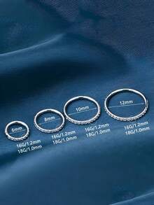 1pc High-End Stainless Steel Zirconia Inlaid Nose Ring Earring, Seamless Angled Clasp, Suitable For Daily Wear By Men And Women - Silver - View 4