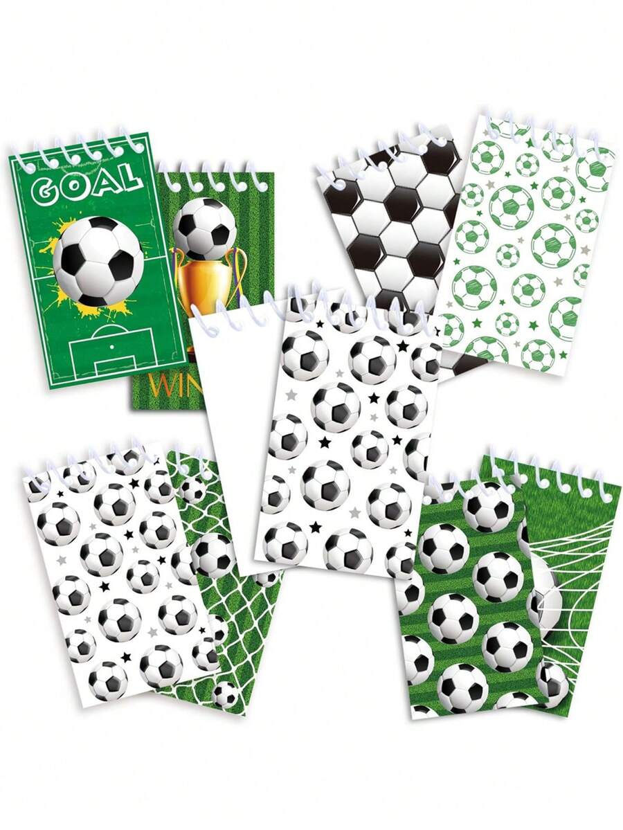 10pcs/Pack Football Spiral Notebooks, Memo Pads, Back To School Planners, Pocket Notebooks, Diaries, Student Favorites Birthday Gifts, Handmade Notebooks, Memo Books, School Supplies, Good Gift Bag Filler, Birthday Party Favors - A - View 1