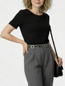 Women's Short-Sleeve Blouse Duna Stylish Formal Fashion Evangelical Elegant - màu đen - Xem 4