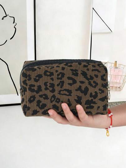 Fashionable Minimalist Corduroy Large Capacity Cosmetic Makeup Tool Storage Bag, Suitable For Home And Travel