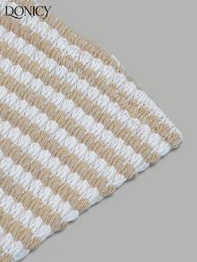 DONICY Chaleco de punto casual a rayas para mujer, con textura de tela, cuello en V, cierre con botones y diseño ajustado a la cintura, perfecto para capas en primavera y uso diario - Albaricoque - Ver 3