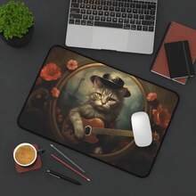 Guitar Cat In Floral Spotlight Desk Mat, Gaming Mouse Pad, Large Mousepad, Keyboard Mat MTG Desk Pad For Work Game Office Home XL - 查看 6