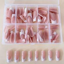 120pcs Glossy End Solid Color Press-On Nails • White And Pink • Square-Shaped Medium Length • For Hands And Feet • Salon-Quality Fake Nails • Easy To Apply • Adorable Beauty Additions • Smooth Surface - Nhiều màu - Xem 3