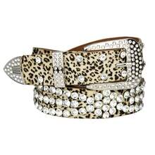 Women's Rhinestone Belt, Fashionable Wide Leather Belt With Pin Buckle, Full Rhinestone Inlay, Leopard Print - 豹紋 - 查看 5