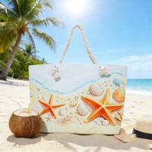 1 Túi Tote đi biển cỡ lớn mùa hè với họa tiết trái cây, quai dây thừng, túi đeo vai phong cách nhiệt đới cho kỳ nghỉ và du lịch biển. - Nhiều màu - Xem 7