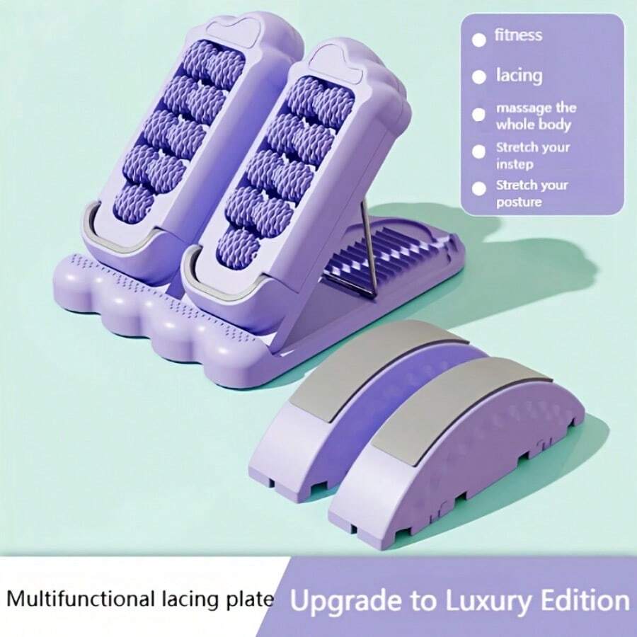 Foldable Multi-Function Stretching Board, Suitable For Home Use, Equipped With Inclined Standing Platform, Foot Rollers And Fitness Equipment. This 3-In-1 Inclined Standing Board Can Be Used As A Leg Ligament Stretching Device, And Also As A Massage And Fitness Tool - Multicolor - View 1