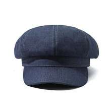 Women's Newsboy Beret Cap Visor Cap Elegant Paperboy Painter 8 Panel Octagonal Hat - Blue - View 1