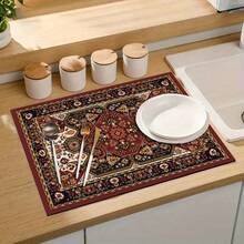 1pc Vintage Floral & Geometric Pattern Absorbent Drying Mat, Suitable For Dining Table, Coffee Machine, Multi-Purpose Drainage Pad, Home Gift, Desktop Decor - XYLSD-96 - View 9