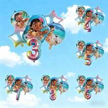 Ramo de globos de cumpleaños, globos de papel de aluminio para bebé, globos de estrellas en degradado rosa y azul y globos con números del 0 al 9, adecuados para la decoración de fiestas de cumpleaños - Como se muestra en la figura - Ver 2