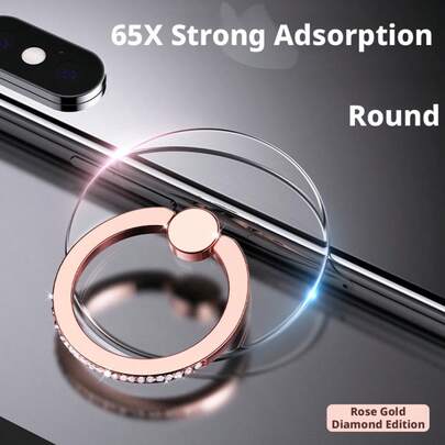 Giá đỡ điện thoại xoay đính đá màu vàng hồng - Thiết kế xoay được, chuyển đổi giữa chế độ cầm nắm/đứng, kiểu dáng đính đá sang trọng, thích hợp để cầm nắm chống rơi khi di chuyển ở nơi đông người, xem video tại nhà/văn phòng, dễ dàng lắp đặt bằng keo dán, phụ kiện điện thoại thiết thực.