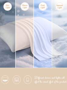 1/2pcs Solid Color Cooling White Pillowcases (Without Insert), Made Of Polyester Fiber, Comfortable And Breathable, Suitable For Summer, Used In Bedroom Settings, A Must-Have For Spring And Summer Bedrooms. - White - View 6