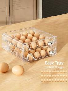 1layer/2layer-refrigerator egg rack, transparent and stackable plastic egg storage container, space-saving refrigerator organization box, suitable for kitchen, refrigerator organization and storage, kitchen organization, transparent design. - transparente - Ver 8