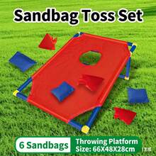 Corn Hole Toss Game For Parent-Child Interaction - Portable For Indoor And Outdoor Use. Corn Hole Toy Suitable For Children's Sensory Training And Team Building Activities. Red And Blue Boards For Fun Competition. Includes Colorful Corn Hole Bags. Compact Foldable Design. - Multicolor - View 10