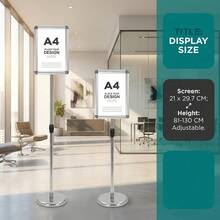 A4 Poster Stand, Adjustable Height & Angle Metal Display Holder, Portable Floor/Tabletop Sign Stand For Events, Offices, Exhibitions With Non-Slip Base - A4 - View 2
