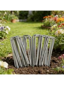 20/45 piezas Piquetas en forma de U, diseñadas para ser reutilizables, con superficie lisa y propiedades anticorrosión. Son fáciles de usar, adecuadas para montar carpas de camping, mejorar y embellecer céspedes, y cumplir con diversos requisitos del sitio. Estas piquetas también se pueden usar para la jardinería, el deshierbe y el paisajismo, y pueden tener otros usos potenciales por explorar. - A - Ver 2