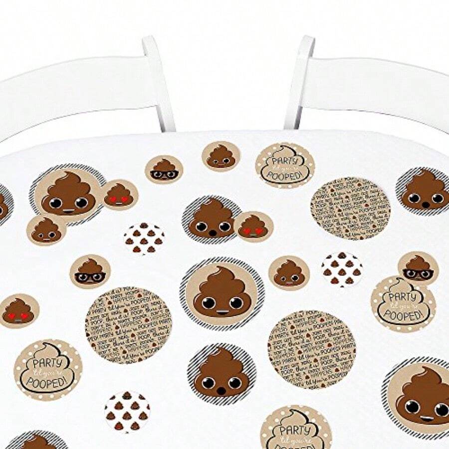 Party 'Til You're Pooped - Poop Emoji Giant Circle Confetti - Large 27 Count - Brown Black White - View 1