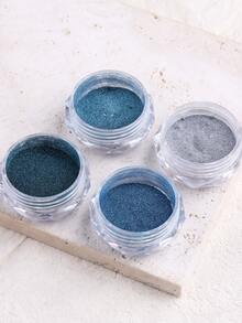 4pcs Blue Magic Mirror Nail Powder - Silver, Blue Mirror Metallic Holographic Nail Powder, Y2K Spring/Summer Captivating Nail Art Decor, Nail Salon Supplies, DIY Nail Products - Multicolor - View 10