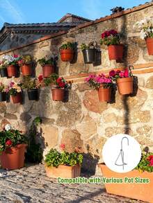 10pcs Flower Pot Holders, Ceramic Pot Hooks, Plant Hanging Hooks, Stainless Steel Pot Hangers, Indoor/Outdoor Plant Wall Mounts - One Size Fits All - View 2