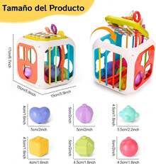 6 Coloridos Juguetes Sensoriales de Formas, con 4 en 1 Tablero de Juguetes, Clasificador de Formas Multifuncional con Banda Elástica, 7 Formas de Jugar, para Niños y Niñas - 17 cm x 15 cm x 15 cm - Ver 3