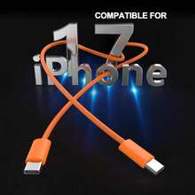 橙色尼龙编织 USB-C 转 USB-C PD 快充线，3.3/6.6 英尺，18W-60W，高速数据同步，兼容 15/16/17 和三星 Galaxy S22-S26 系列 - 橘色 - 查看 8