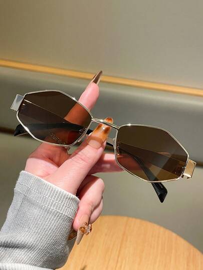 1/2 Pair Women's Metal Rhombus Fashionable Glasses, Suitable For Daily Use And Outdoor Activities