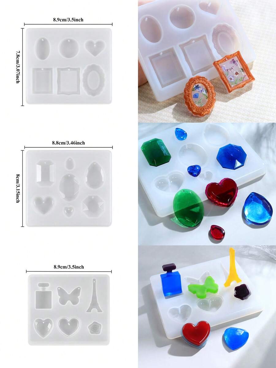 1 Khuôn silicon tự làm mặt dây chuyền, đổ nhựa epoxy, hình bướm, giọt nước, hình tròn, dùng làm bông tai, móc khóa, đồ thủ công kiểu Pháp, đồ trang trí.