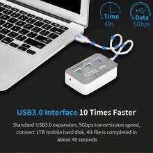 Bộ chia USB Type-C 3.0 7 trong 1 với 3 cổng USB + đầu đọc thẻ SD/TF/MS/M2 4 khe cắm, dùng cho ổ USB, máy tính xách tay, chuột, bàn phím. Bộ mở rộng USB-C 7 trong 1 với 3 cổng USB và đầu đọc thẻ SD/TF/M.2 - Bộ chuyển đổi thiết bị ngoại vi USB-C 3.0 cho máy tính xách tay, ổ cứng ngoài, tương thích với các thiết bị USB-C. - trắng - Xem 5