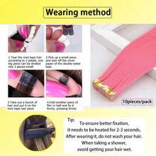 10Pcs&30Pcs Mini Tape In Hair Extensions 24 Inch Synthetic Straight Hair Colored Invisible Tape In Hair Extensions Highlighted, Suitable For Party And Holiday Occasions, Worldcup Color Hair Accessory - Multicolor - View 10