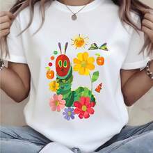 Plus Size Women Clothes,Curvy Plus Size,Summer Tops,Plus Size Oversized Graphic Tee, Women's Relaxed Fit Crew Neck Short Sleeve Top, Soft Comfort Durable Print Everyday Holiday Gift - 白色 - 查看 1