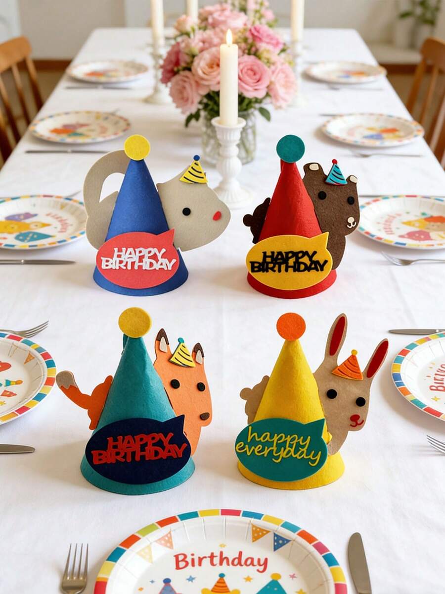 These Felt Birthday Hats Make Charming Decorations For Parties, With A Delightful And Festive Design. They Are Suitable For Various Occasions, Including Birthday Parties, First Birthday Celebrations, Adult Gatherings, And Family Events. - A - View 1