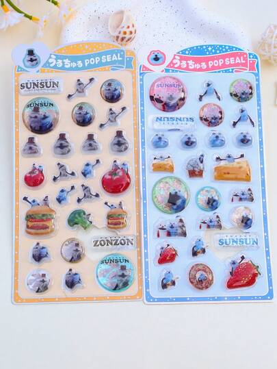 Pegatinas acrílicas 3D de dibujos animados lindos, pegatinas de diario en relieve transparentes y creativas, pegatinas decorativas de cristal, regalos de Navidad/Acción de Gracias/Cumpleaños para niños