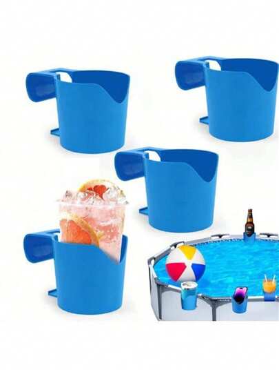 Giá đỡ cốc bên hồ bơi, giá để đồ uống bằng nhựa, thích hợp cho hồ bơi, giá để đồ uống đặt sàn kiểu dáng đẹp, thích hợp cho các bữa tiệc mùa hè, tương thích với hầu hết các loại hồ bơi có khung.