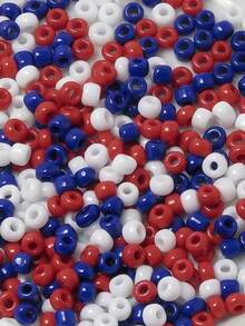 4th Of July DIY Craft Project Red White Blue Acrylic Beads, Suitable For Making Bracelets, Braiding, Decorations, 4th Of July Memorial Decorations, Red White Blue Pom Pom Beads, Suitable For Making 4th Of July Decorations, Friendship Bracelets, Jewelry Necklaces And Handicrafts - Multicolor - View 10