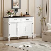 ONBRILL Storage Buffet Cabinet, 48" Farmhouse Sideboard Cabinet With Two Drawers And Three Doors, Wood Coffee Bar Cabinet With Adaptable Shelves, Kitchen, Living Room, And Entryway Storage Cabinet - White Black 48 inch - 查看 8