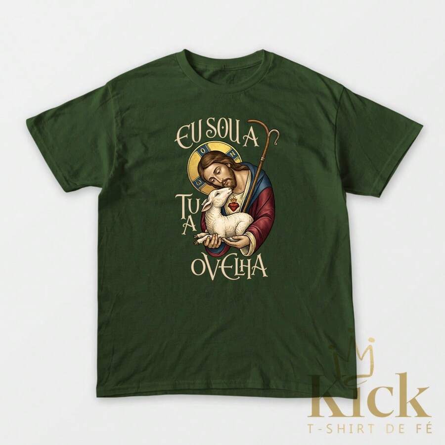 Women's Christian T-Shirt "Sheep Of Jesus," Religious Style, In Premium Cotton - Green - View 1
