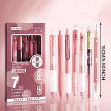 Bộ 7 bút bi rút, mực khô nhanh, màu đen sợi carbon, thích hợp dùng trong kỳ thi và năm học mới. - Một kích thước - Xem 2