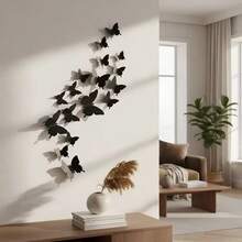 Set Of 12 3D Mirrored Butterfly Wall Stickers For Living Room, Bedroom, And Party Decorations - 查看 7