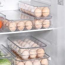 1pc Multi-Size PET Egg Storage Rack, 24/21/14/12 Slots Transparent Refrigerator Egg Organizer, Stackable Egg Protection Container, Suitable For Pantry, Fridge, Kitchen - Clear - View 8