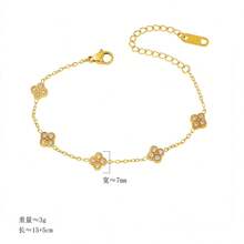 1 chiếc vòng tay bằng thép không gỉ cao cấp hình cỏ bốn lá đính kim cương trắng, bề mặt mạ vàng, thiết kế tối giản, đa năng, thể hiện gu thẩm mỹ thời trang. - CL-2541 - Xem 6